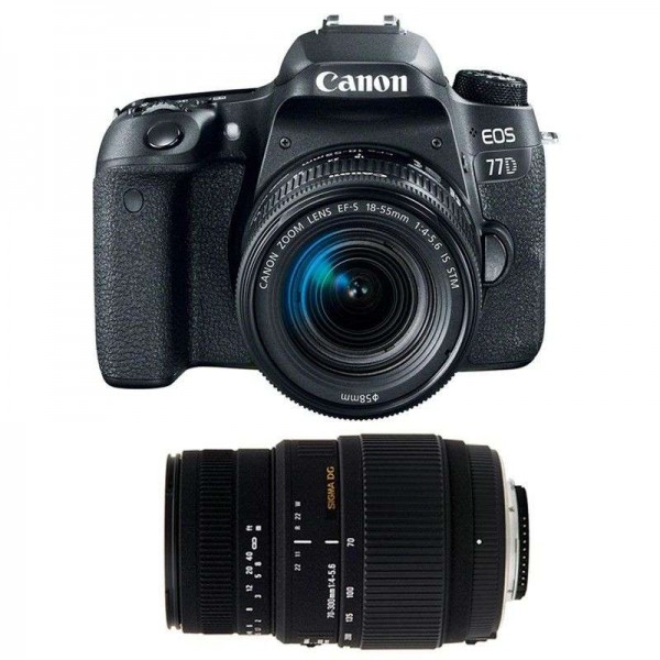 Canon 77D + EF-S 18-55mm F4-5.6 IS STM + Sigma 70-300 mm F4-5,6 DG Macro - Appareil photo Reflex
