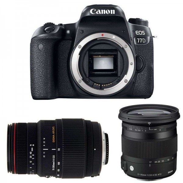 Canon 77D + Sigma 17-70 mm F2,8-4 DC Macro OS HSM Contemporary + Sigma 70-300 mm F4-5,6 DG APO Macro - Appareil photo Reflex