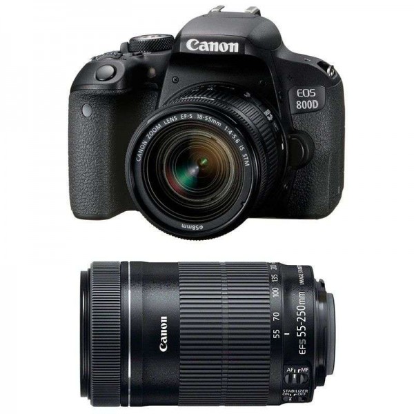 Canon 800D + EF-S 18-55mm F4-5.6 IS STM + EF-S 55-250 mm F4-5,6 IS STM - Appareil photo Reflex