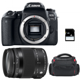 Canon 77D + Sigma 18-200 OS HSM Contemporary + Sac + SD 4Go - Appareil photo Reflex