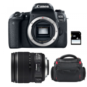 Canon 77D + EF-S 15-85 mm f/3.5-5.6 IS USM + Bolsa + SD 4Go - Cámara reflex