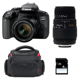 Canon 800D + EF-S 18-55mm f/4-5.6 IS STM + Sigma 70-300 DG MACRO + Bolsa + SD 4Go - Cámara reflex