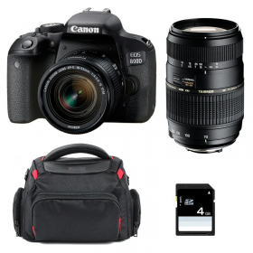 Canon 800D + EF-S 18-55mm f/4-5.6 IS STM + Tamron AF 70-300 mm f/4-5,6 Di LD + Bolsa + SD 4Go - Cámara reflex