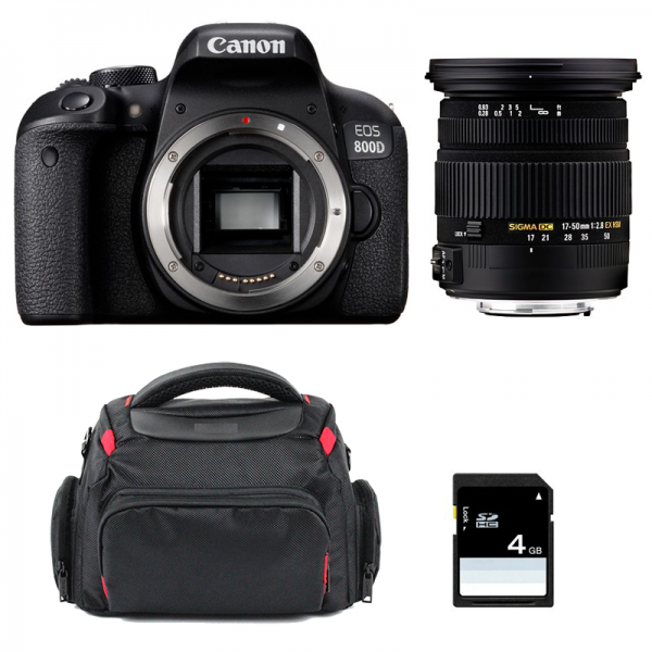 Canon 800D + Sigma 17-50 F2.8 DC OS EX HSM + Sac + SD 4Go - Appareil photo Reflex