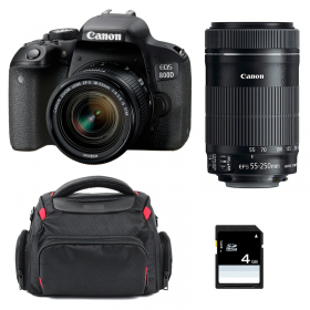 Canon 800D + EF-S 18-55mm F4-5.6 IS STM + EF-S 55-250 mm F4-5,6 IS STM + Sac + SD 4Go - Appareil photo Reflex