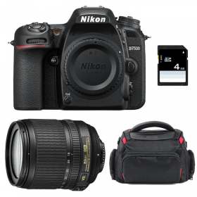 Nikon D7500 + AF-S DX 18-105 mm F3.5-5.6G ED VR + Sac + SD 4Go - Appareil photo Reflex