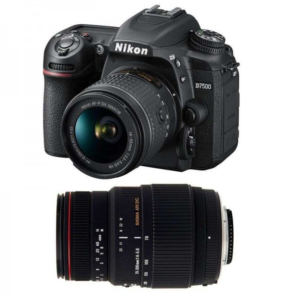 Nikon D7500 + AF-P DX NIKKOR 18-55 mm F3.5-5.6G VR + Sigma 70-300 mm F4-5,6 DG APO Macro - Appareil photo Reflex