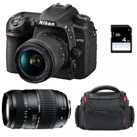 Nikon D7500 + AF-P DX 18-55 mm F3.5-5.6G VR + Tamron AF 70-300 mm F4-5,6 Di LD Macro 1/2 + Sac + SD 4Go - Appareil photo Reflex