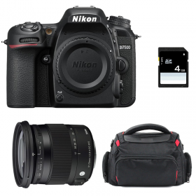 Nikon D7500 + Sigma 17-70 mm f/2,8-4 DC Macro OS HSM Contemporary + Bag + SD 4 Go