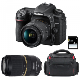 Nikon D7500 + AF-P DX 18-55mm 3.5-5.6G VR + Tamron AF 70-300mm F4-5.6 SP Di VC USD + Sac + SD 4Go - Appareil photo Reflex