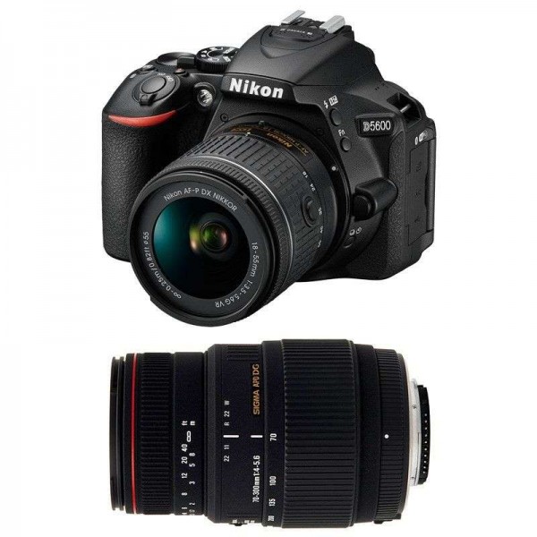 Nikon D5600 + AF-P DX NIKKOR 18-55 mm F3.5-5.6G VR + Sigma 70-300 mm F4-5,6 DG APO Macro - Appareil photo Reflex