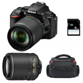 Nikon D5600 + AF-S DX 18-105 mm F3.5-5.6G ED VR + AF-S DX 55-200 mm F4-5.6 ED VR II + Sac + SD 4Go - Appareil photo Reflex