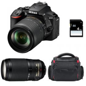 Nikon D5600 + AF-S DX 18-105 mm F3.5-5.6G ED VR + AF-S 70-300 mm F4.5-5.6 G IF-ED VR + Sac + SD 4Go - Appareil photo Reflex