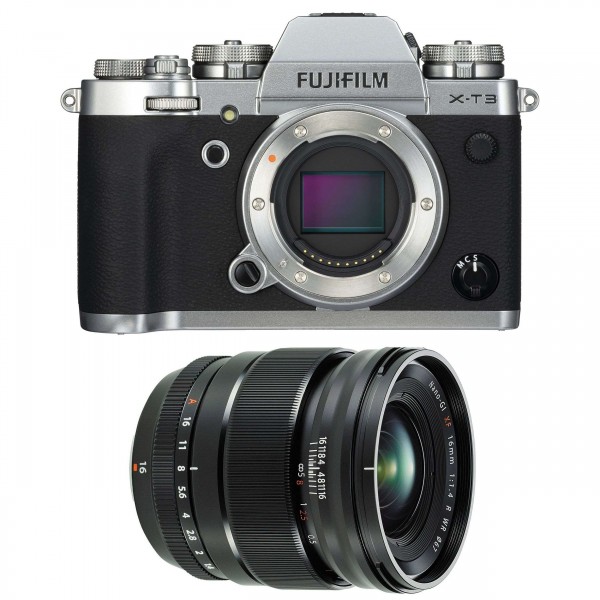 Fujifilm XT3 Silver + Fujinon XF16mm F1.4 R WR Noir - Appareil Photo Hybride