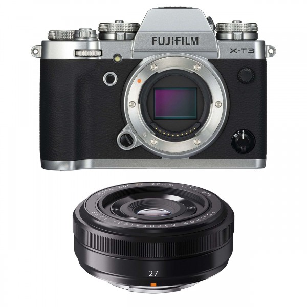 Fujifilm XT3 Silver + Fujinon XF 27mm F2.8 Noir - Appareil Photo Hybride