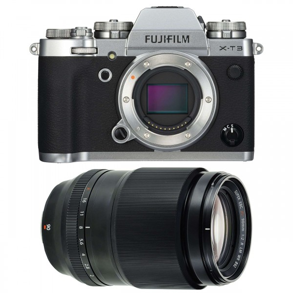 Fujifilm XT3 Silver + Fujifilm XF 90mm F2 R LM WR Noir - Appareil Photo Hybride