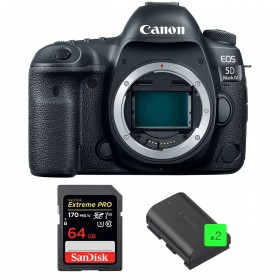 Canon 5D Mark IV Nu + SanDisk 64GB Extreme PRO UHS-I SDXC 170 MB/s + 2 Canon LP-E6N - Appareil photo Reflex