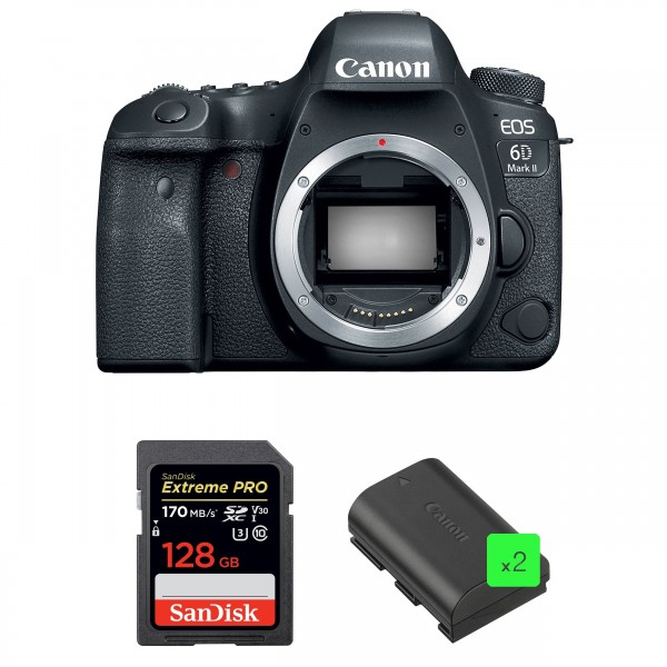 Canon 6D Mark II Nu + SanDisk 128GB Extreme PRO UHS-I SDXC 170 MB/s + 2 Canon LP-E6N - Appareil photo Reflex