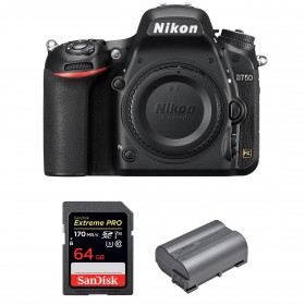Nikon D750 Nu + SanDisk 64GB Extreme PRO UHS-I SDXC 170 MB/s + Nikon EN-EL15b - Appareil photo Reflex