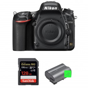 Nikon D750 Nu + SanDisk 128GB Extreme PRO UHS-I SDXC 170 MB/s + 2 Nikon EN-EL15b - Appareil photo Reflex