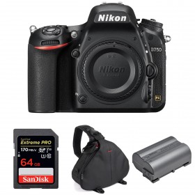 Nikon D750 Nu + SanDisk 64GB Extreme PRO UHS-I SDXC 170 MB/s + Nikon EN-EL15b + Sac - Appareil photo Reflex