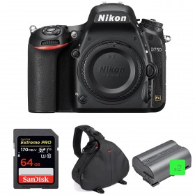 Nikon D750 Nu + SanDisk 64GB Extreme PRO UHS-I SDXC 170 MB/s + 2 Nikon EN-EL15b + Sac - Appareil photo Reflex