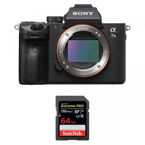 Sony A7 III Nu + SanDisk 64GB Extreme PRO UHS-I SDXC 170 MB/s - Appareil Photo Hybride