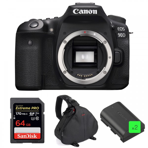 Canon 90D Nu + SanDisk 64GB Extreme PRO UHS-I SDXC 170 MB/s + 2 Canon LP-E6N + Sac - Appareil photo Reflex