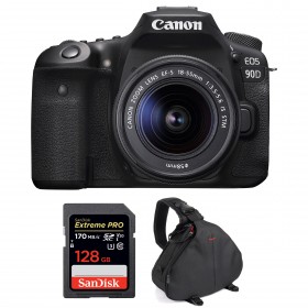 Canon 90D + 18-55mm F3.5-5.6 EF-S IS STM + SanDisk 128GB Extreme PRO UHS-I SDXC 170 MB/s + Sac - Appareil photo Reflex