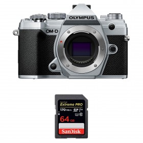 Olympus OMD E-M5 III Silver Nu + SanDisk 64GB Extreme PRO UHS-I SDXC 170 MB/s - Appareil Photo Hybride