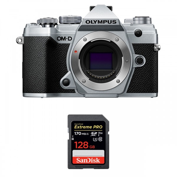 Olympus OMD E-M5 III Silver Nu + SanDisk 128GB Extreme PRO UHS-I SDXC 170 MB/s - Appareil Photo Hybride