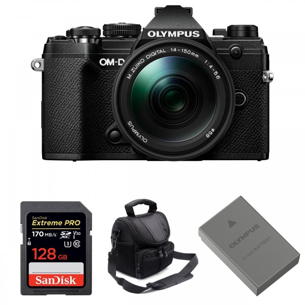 Olympus OMD E-M5 III Noir + ED 14-150mm F4-5.6 II + SanDisk 128GB 170 MB/s + Olympus BLS-50 + Sac - Appareil Photo Hybride