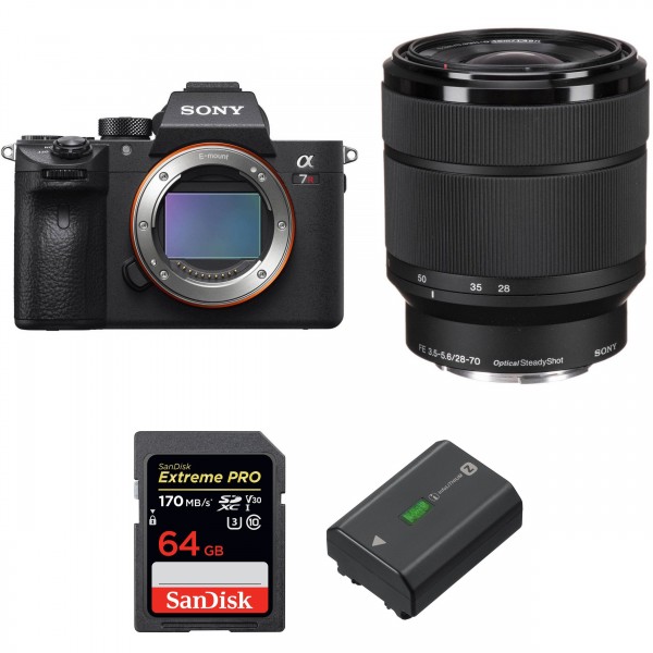 Sony A7R III + SEL FE 28-70 mm F3,5-5,6 OSS + SanDisk 64GB Extreme PRO UHS-I 170 MB/s + Sony NP-FZ100 - Appareil Photo Hybride