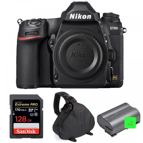 Nikon D780 Nu + SanDisk 128GB Extreme PRO UHS-I SDXC 170 MB/s + 2 Nikon EN-EL15b + Sac - Appareil photo Reflex