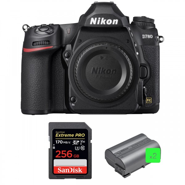 Nikon D780 Nu + SanDisk 256GB Extreme PRO UHS-I SDXC 170 MB/s + 2 Nikon EN-EL15b + Sac