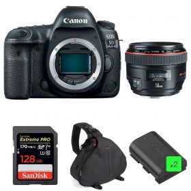 Canon 5D Mark IV + EF 50mm F1.2L USM + SanDisk 128GB UHS-I SDXC 170 MB/s + 2 LP-E6N + Sac - Appareil photo Reflex