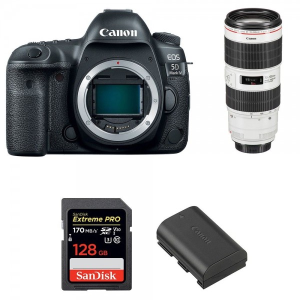 Canon 5D Mark IV + EF 70-200mm F2.8L IS III USM + SanDisk 128GB UHS-I SDXC 170 MB/s + LP-E6N - Appareil photo Reflex