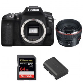 Canon 90D + EF 50mm F1.2L USM + SanDisk 64GB Extreme PRO UHS-I SDXC 170 MB/s + LP-E6N - Appareil photo Reflex