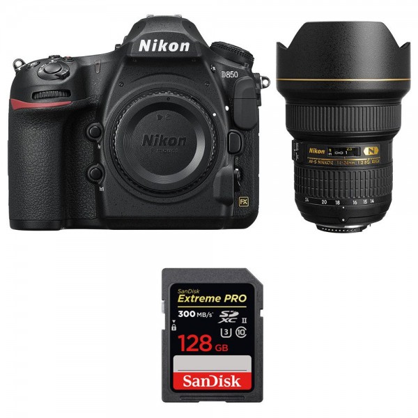 Nikon D850 + 14-24mm F2.8G ED + SanDisk 128GB Extreme PRO UHS-II SDXC 300MB/s - Appareil photo Reflex