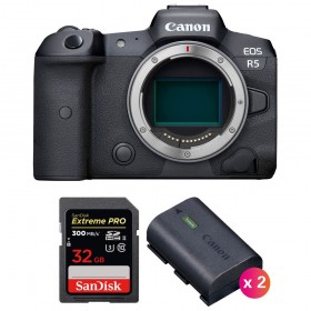 Canon EOS R5 Body + SanDisk 32GB Extreme PRO UHS-II SDXC 300 MB/s + 2 Canon LP-E6NH