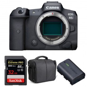 Canon EOS R5 Body + SanDisk 32GB Extreme PRO UHS-II SDXC 300 MB/s + Canon LP-E6NH + Bag