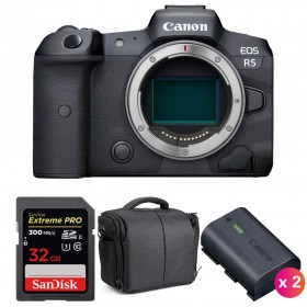 Canon R5 Nu + SanDisk 32GB Extreme PRO UHS-II SDXC 300 MB/s + 2 Canon LP-E6NH + Sac - Appareil Photo Professionnel