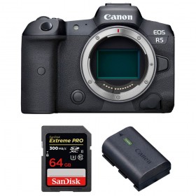 Canon EOS R5 Body + SanDisk 64GB Extreme PRO UHS-II SDXC 300 MB/s + Canon LP-E6NH