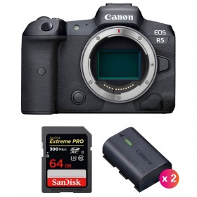 Canon EOS R5 Body + SanDisk 64GB Extreme PRO UHS-II SDXC 300 MB/s + 2 Canon LP-E6NH