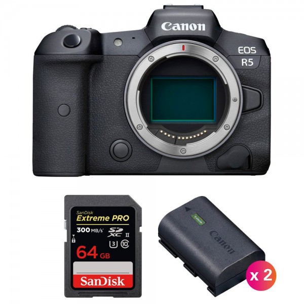 Canon R5 Nu + SanDisk 64GB Extreme PRO UHS-II SDXC 300 MB/s + 2 Canon LP-E6NH + Sac