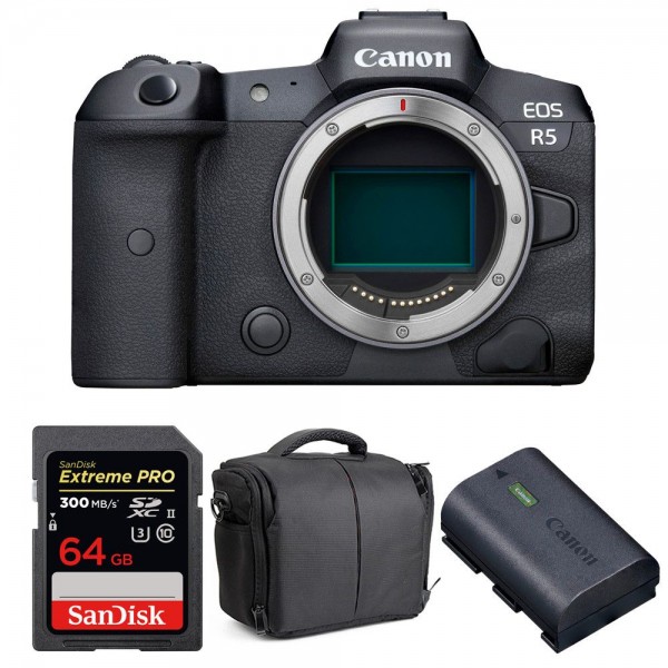 Canon R5 Nu + SanDisk 64GB Extreme PRO UHS-II SDXC 300 MB/s + Canon LP-E6NH + Sac - Appareil Photo Professionnel