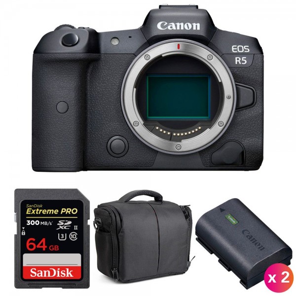 Canon R5 Nu + SanDisk 64GB Extreme PRO UHS-II SDXC 300 MB/s + 2 Canon LP-E6NH + Sac - Appareil Photo Professionnel