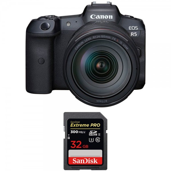 Canon R5 + RF 24-105mm F4L IS USM + SanDisk 32GB Extreme PRO UHS-II SDXC 300 MB/s - Appareil Photo Professionnel