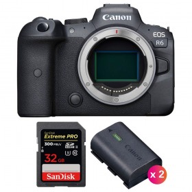 Canon EOS R6 Body + SanDisk 32GB Extreme PRO UHS-II SDXC 300 MB/s + 2 Canon LP-E6NH