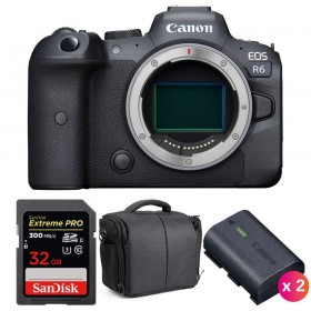 Canon EOS R6 Body + SanDisk 32GB Extreme PRO UHS-II SDXC 300 MB/s + 2 Canon LP-E6NH + Bag